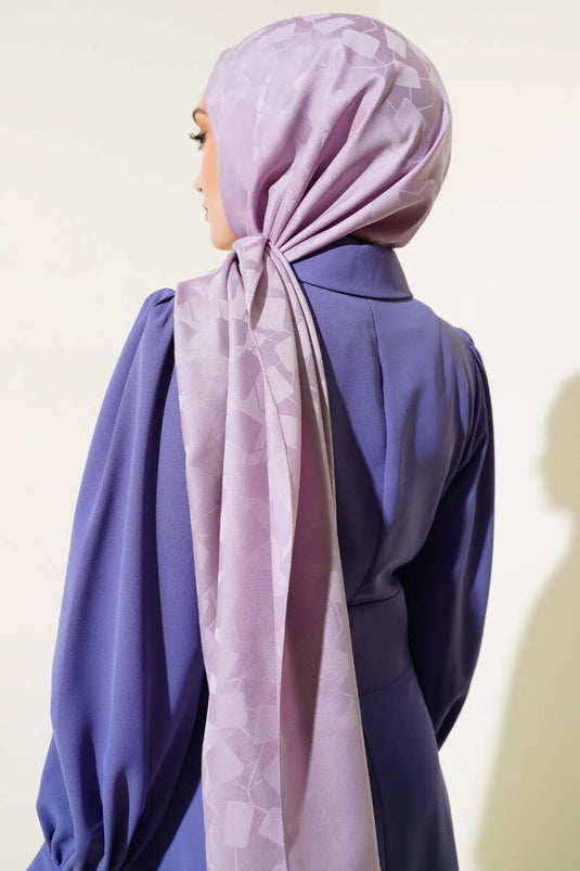 Asymmetric Pattern Jacquard Scarf Lilac - 25