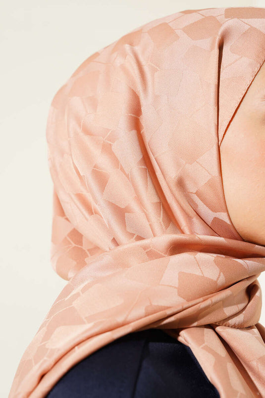 Asymmetrical Pattern Jacquard Shawl Tan - 18