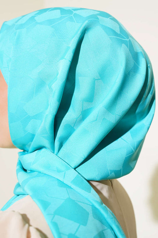 Asymmetric Pattern Jacquard Scarf Turquoise - 118