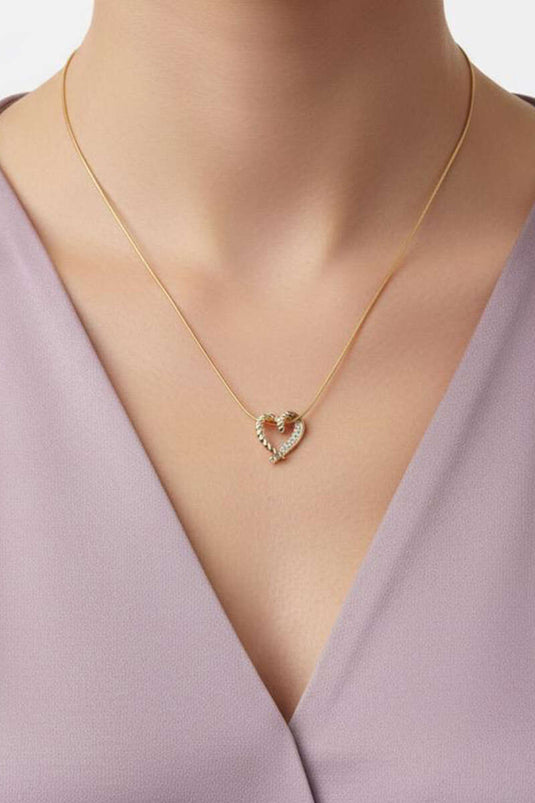 Asimetrik Kalpli Kolye Gold