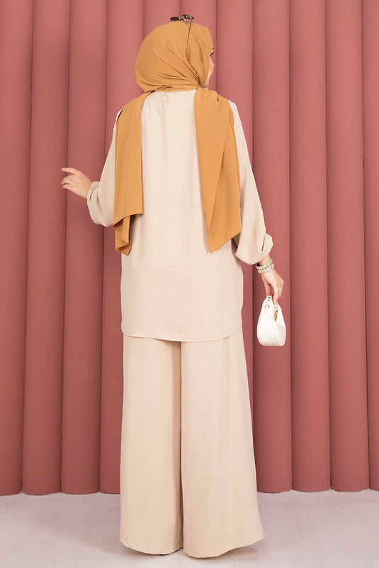 Asymmetrisch Snede Abaya En Jilbab Set Camel