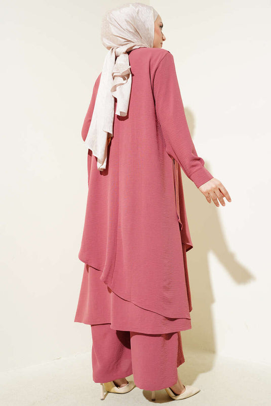 Asymmetrical Cut Ayrobin Two Piece Suit Dusty Rose