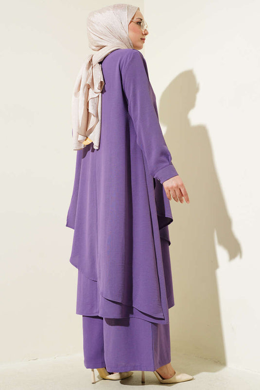 Asymmetrical Cut Ayrobin Two Piece Suit Lilac