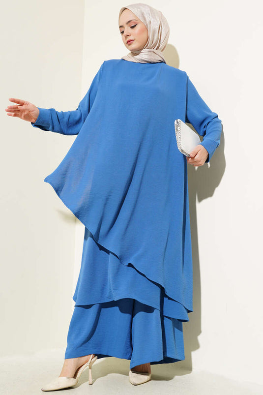 Maillot deux pièces Ayrobin coupe asymétrique bleu