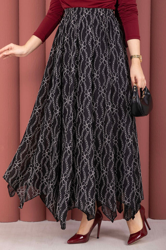 Jupe Asymétrique En Dentelle Noire