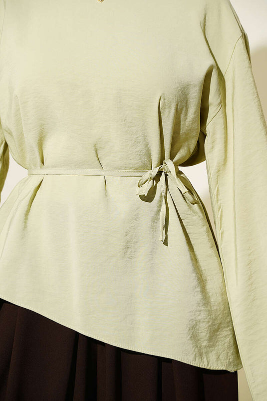 Asymmetrische Tunika Mit Binde-Detail In Salbeigrün