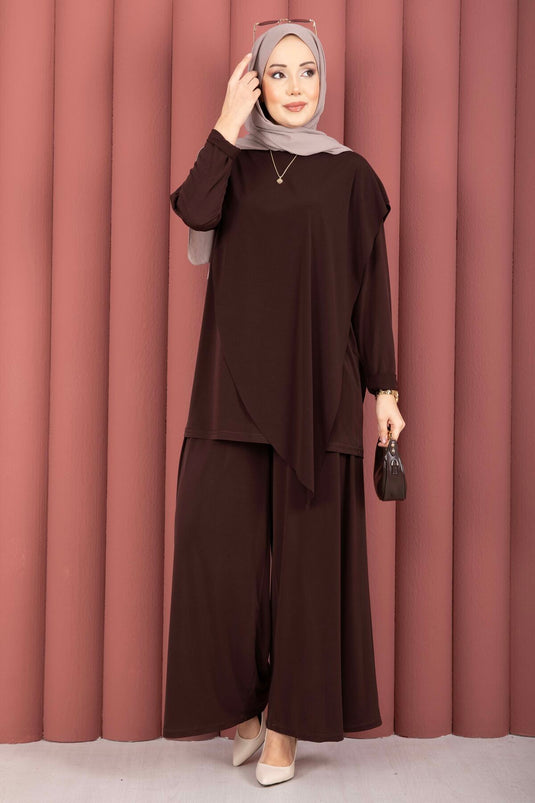 Asimetrik Kesim Sandy İkili Takım Kahve