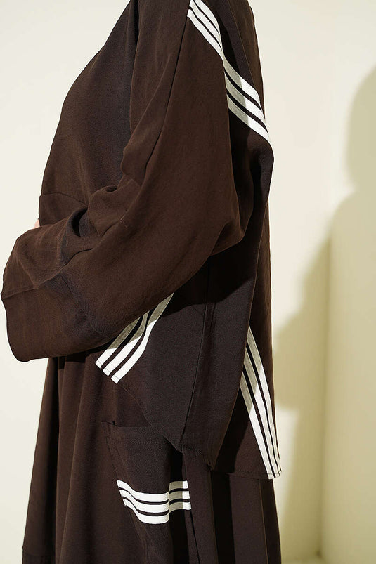 Ensemble jupe à rayures asymétrique marron