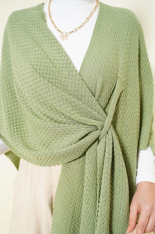 Poncho en tricot à coupe asymétrique vert avocat