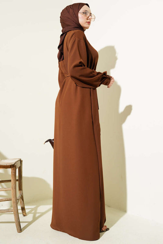 Ensemble deux pièces tunique longue asymétrique marron