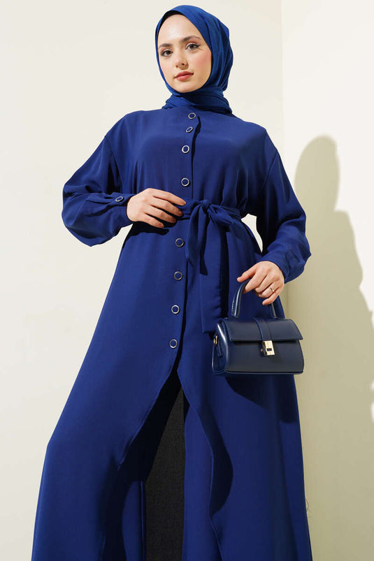 Ensemble deux pièces tunique longue asymétrique bleu marine