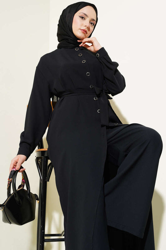 Ensemble deux pièces tunique longue asymétrique noire