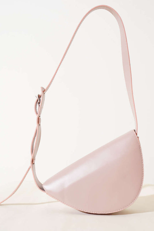 Asymmetrische Schultertasche Puder