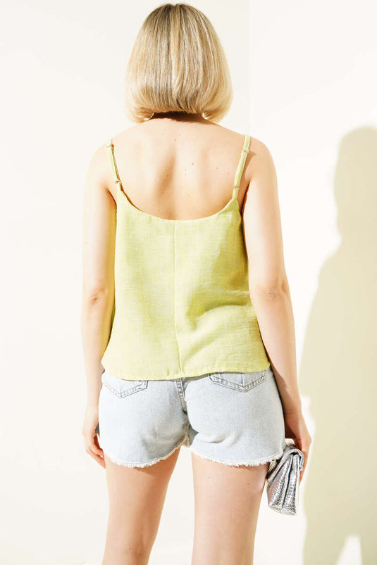 Blouse verte sans bretelles