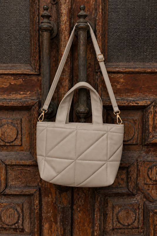 Borsa A Spalla Imbottita Beige