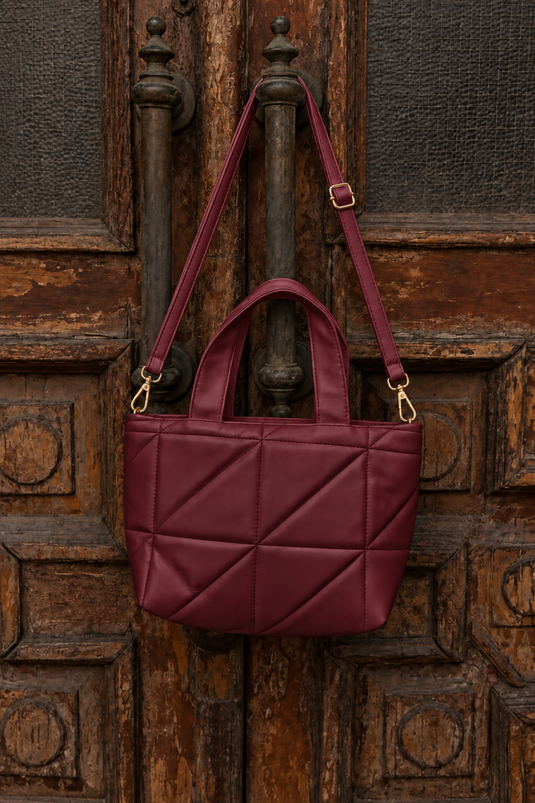 Burgundy Strapless Quilted Bag