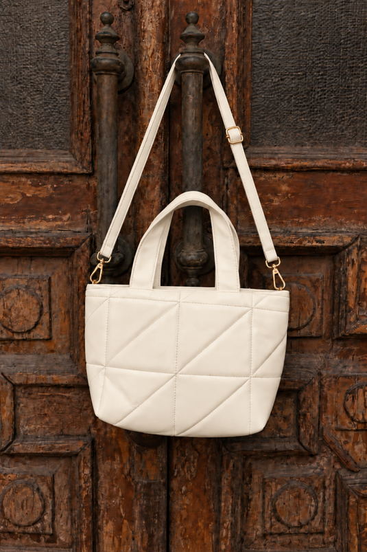 Cream Quilted Shoulder Bag