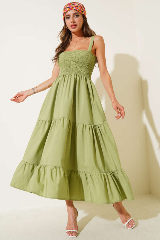 Trägerkleid mit Verzierung vorne, Grün