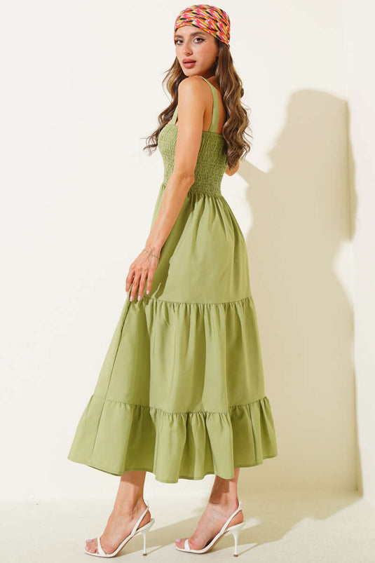 Trägerkleid mit Verzierung vorne, Grün