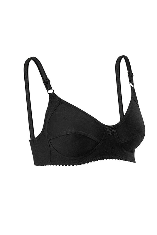 Soutien-gorge en coton peigné noir à bretelles