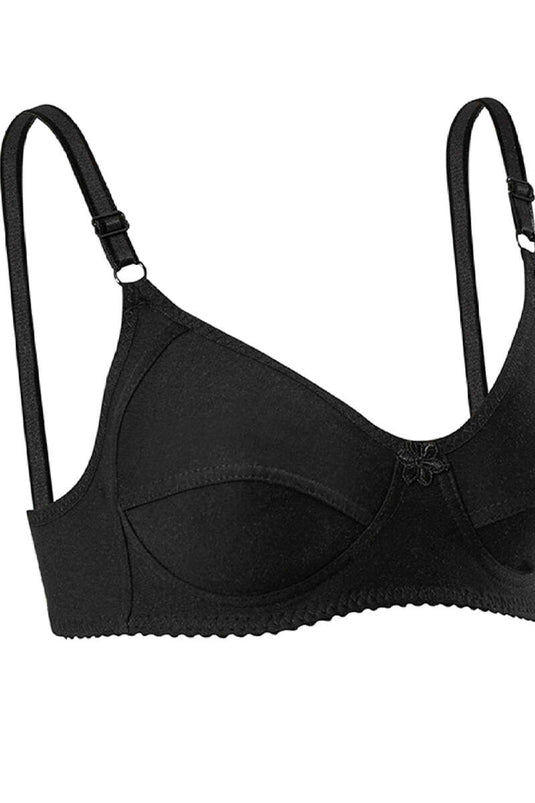 Soutien-gorge en coton peigné noir à bretelles