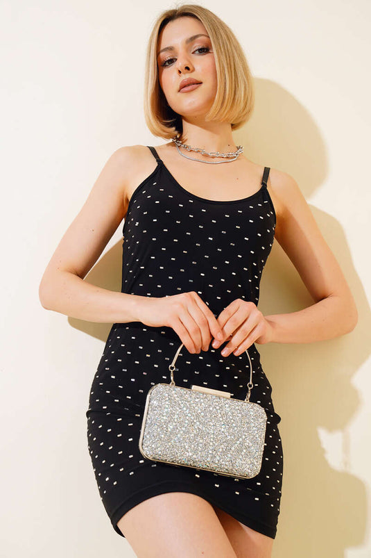 Mini-robe à bretelles Stone Noir