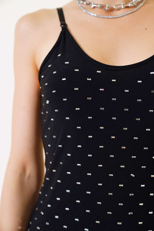 Mini-robe à bretelles Stone Noir