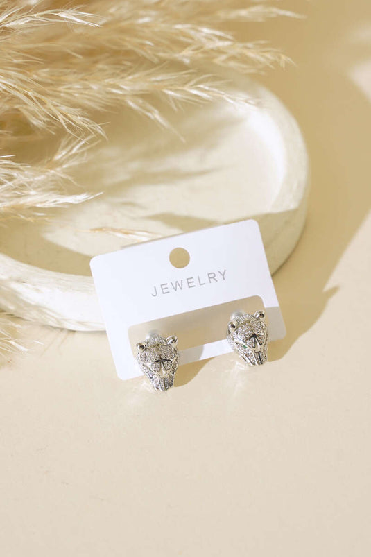 Boucle D'oreille Figure De Lion Argent