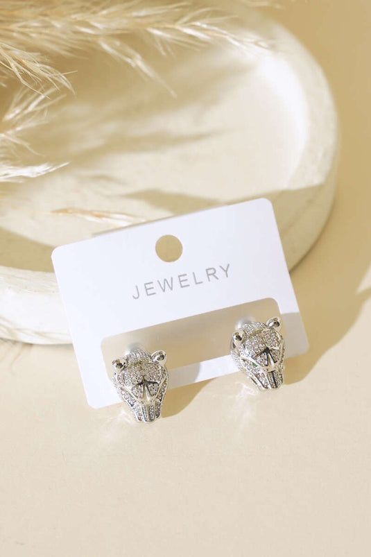 Boucle D'oreille Figure De Lion Argent