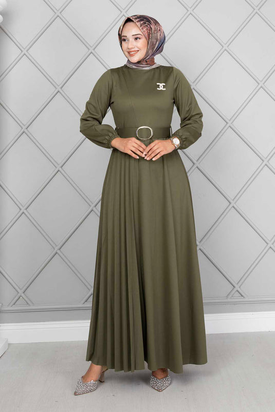 Asmara Hijab-Kleid mit Gürtel, Khaki