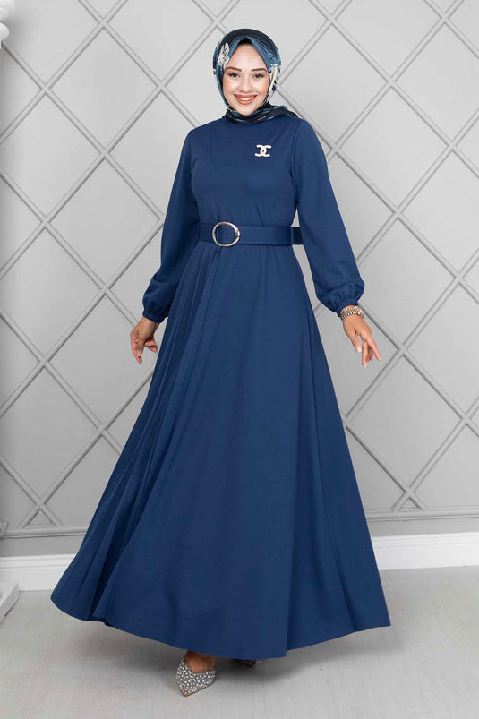 Robe hijab ceinturée Asmara Indigo