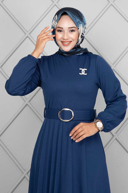 Robe hijab ceinturée Asmara Indigo