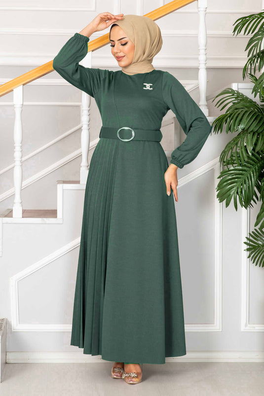 Vestido hijab con cinturón Asmara color menta