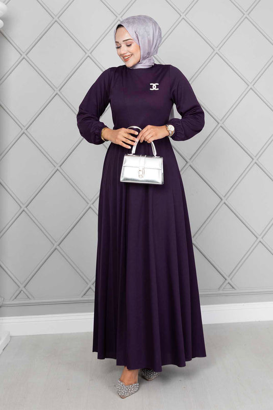 Asmara Belted Modest Dress Purple
