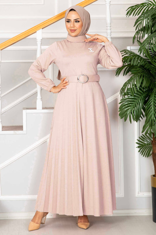 مسحوق فستان الحجاب بحزام أسمرة