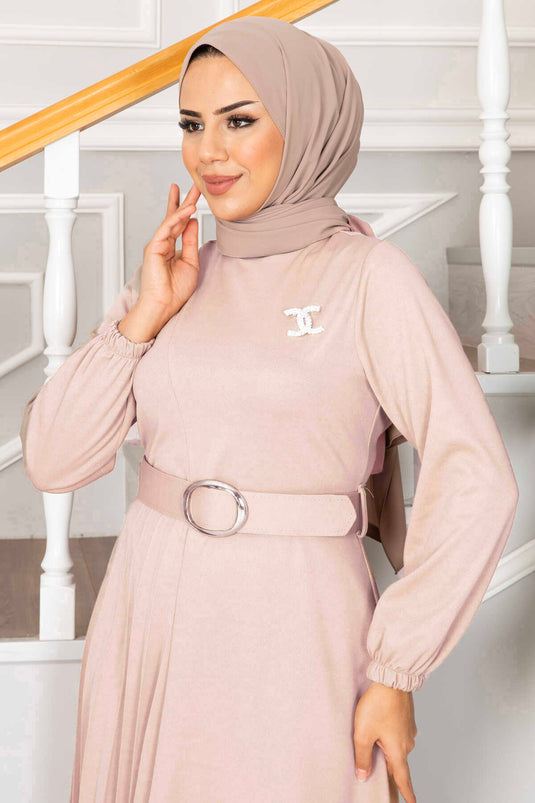 مسحوق فستان الحجاب بحزام أسمرة