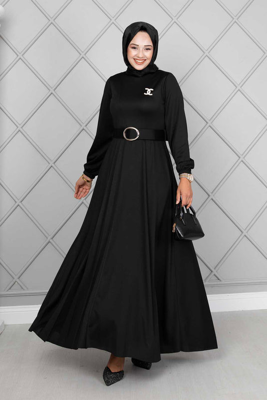 Robe Hijab Ceinturée Asmara Noir