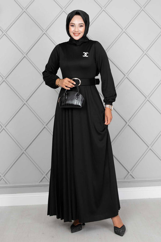 Asmara Belted Modest Dress Black