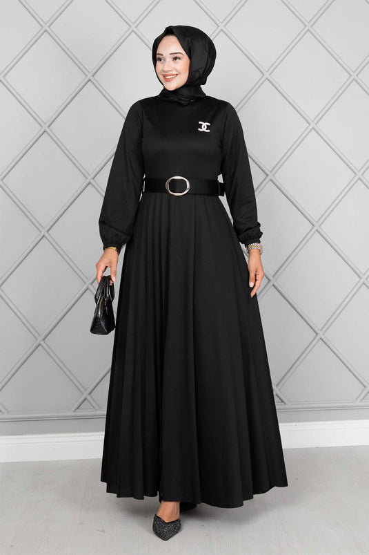 Asmara Belted Modest Dress Black