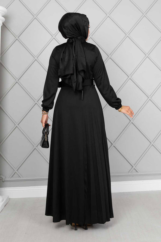 Asmara Belted Modest Dress Black