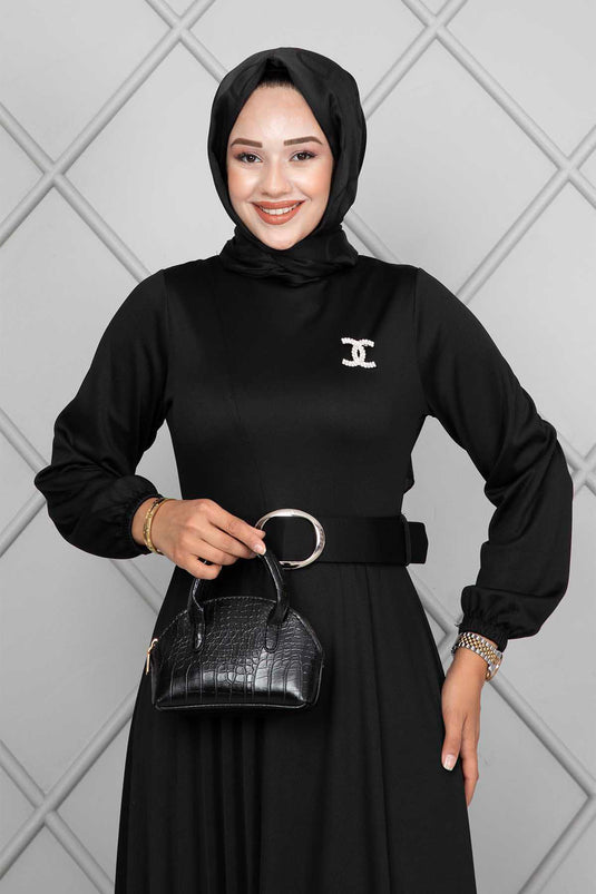 Robe Hijab Ceinturée Asmara Noir