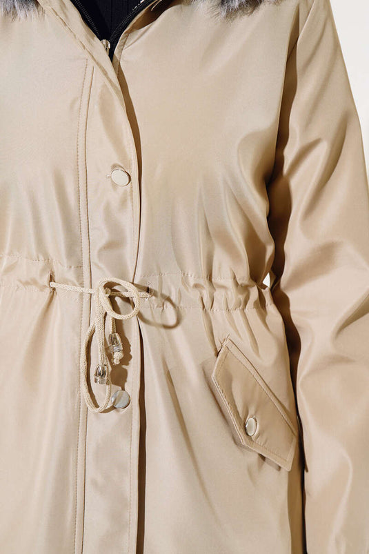 Manteau court doublé de fourrure Stone