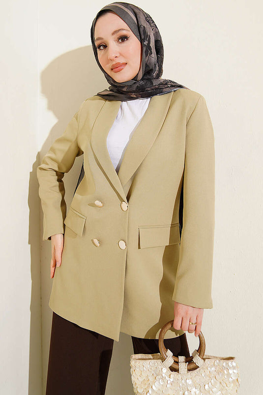 Gefütterte Wickeljacke mit Leopardenmuster in Avocado-Grün