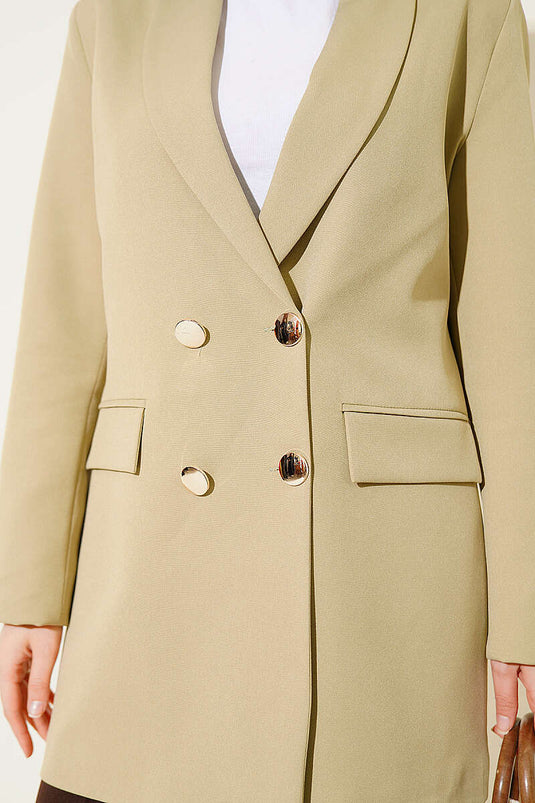 Gefütterte Wickeljacke mit Leopardenmuster in Avocado-Grün