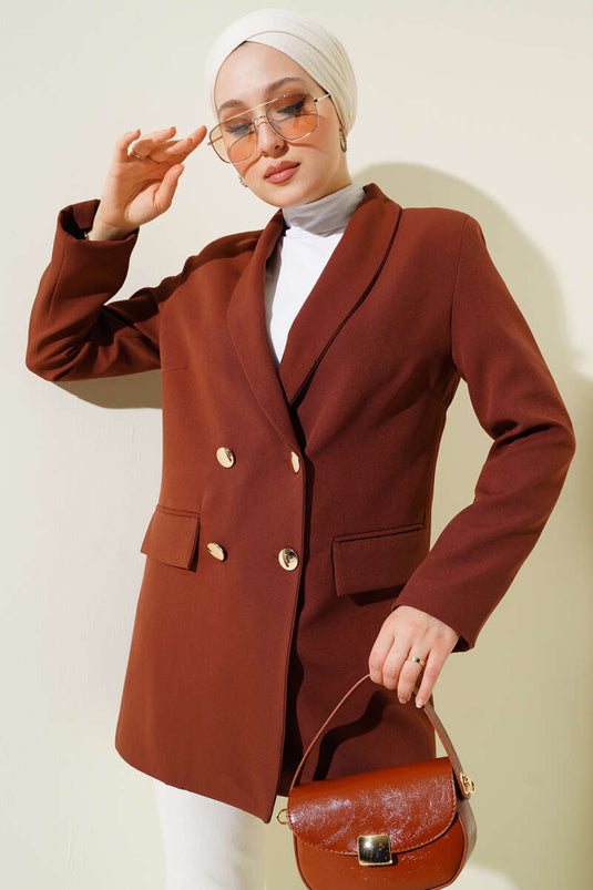 Veste croisée doublée léopard marron