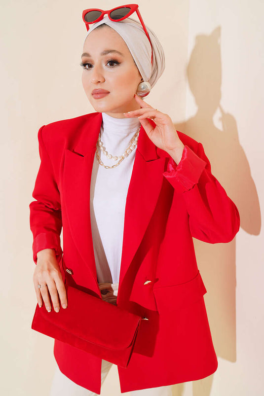 Veste Blazer Doublée Rouge