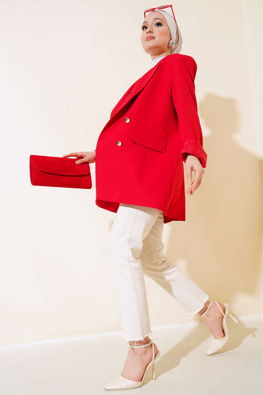 Veste Blazer Doublée Rouge