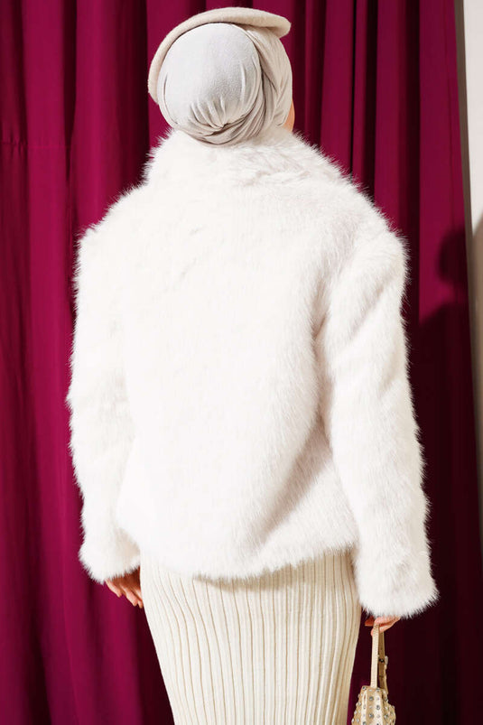 Manteau Fourrure Doublé Ecru