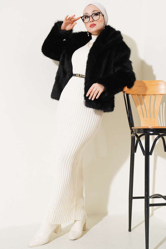 Manteau en fourrure doublé noir