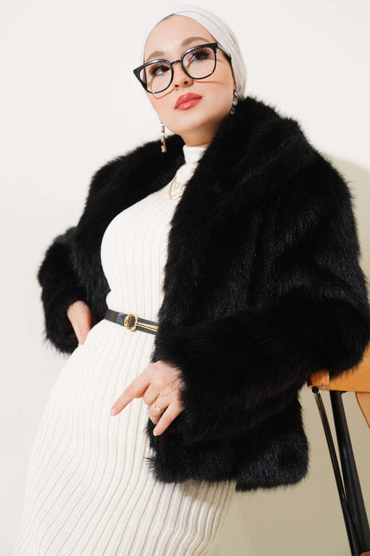 Manteau en fourrure doublé noir